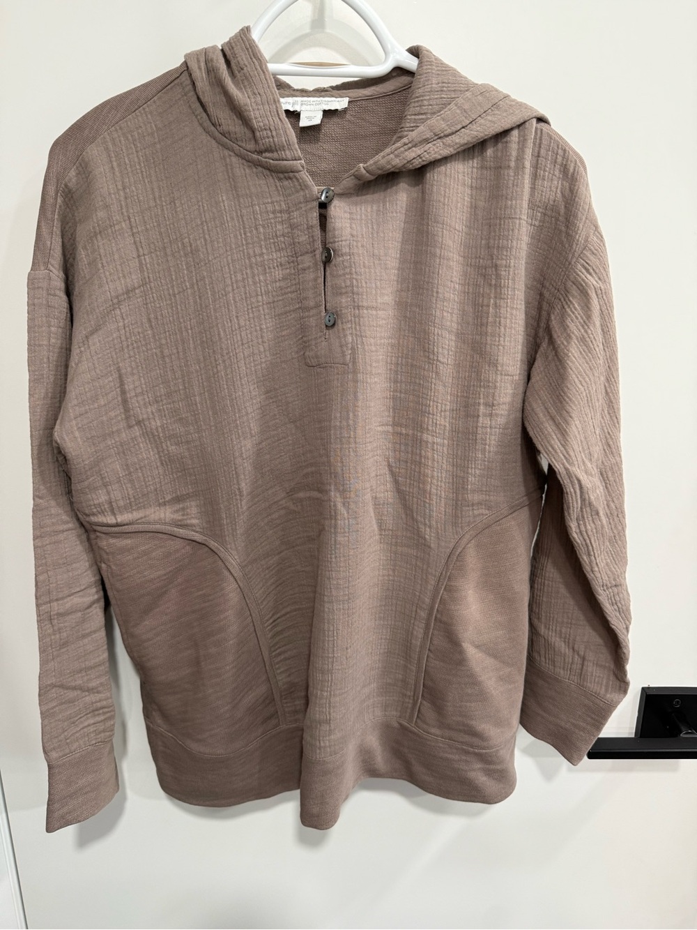 Pure Jill J Jill Pullover Hood Organic Cotton Gauze French Terry XS Driftwood - Picture 4 of 8